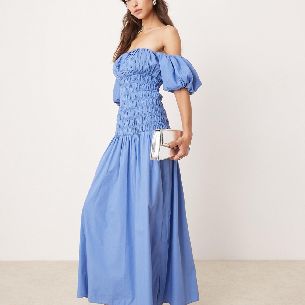 Abercrombie Blue Off-Shoulder Maxi Dress New with Tags